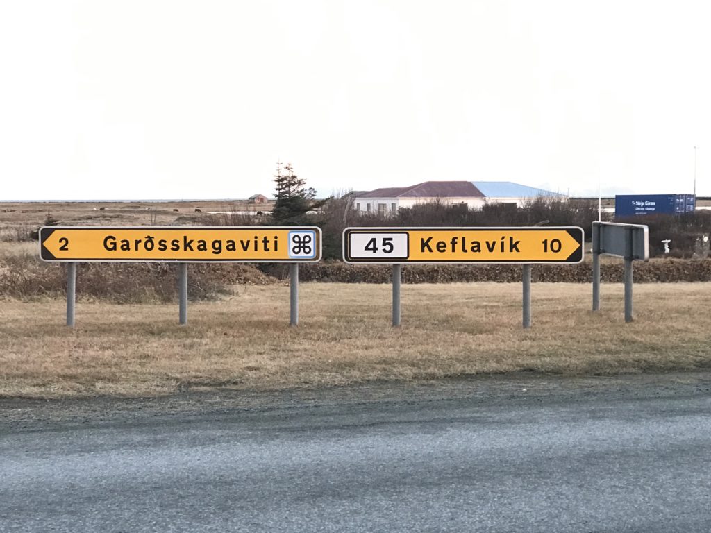 Iceland Road Sign - Directional to city, distance marker, point of interest