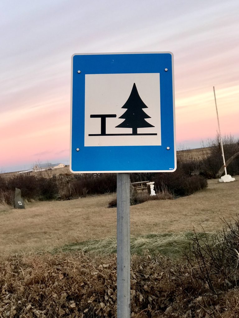 Iceland Lay by road sign